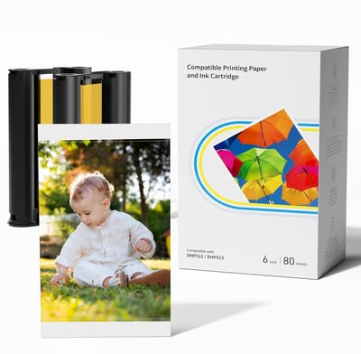 Dailygoods- Fotopapier 10x15cm - 80 Bladen - 2 Inktpatronen - Thermosubbatiedruk - Water/Oxidatiebescherming - Levendige Kleuren - Fotoafdrukpapier
