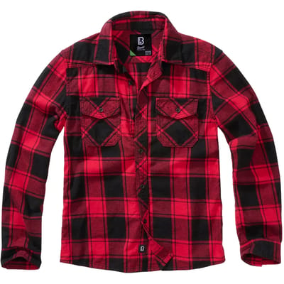 Brandit - Checkshirt Kinder Longsleeve shirt - Kids 122/128 - Rood/Zwart