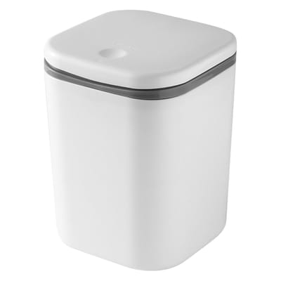 Mini prullenbak met drukknopdeksel, een ruimtebesparende prullenbak voor op het bureau die geurtjes effectief tegengaat en gemakkelijk schoon te maken is (wit).