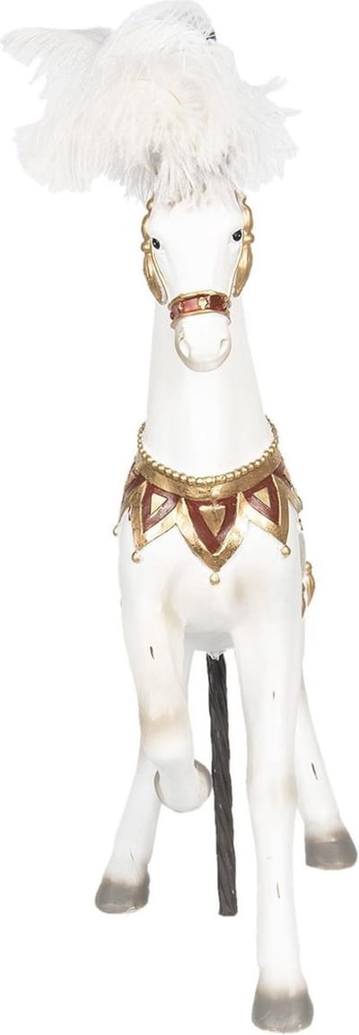 Clayre & Eef Beeld Paard 54 cm Wit Polyresin Woonaccessoires