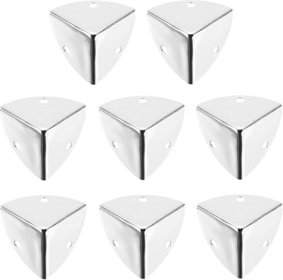 8 stuks metalen hoekbescherming, 30,5 x 30,5 x 30,5 cm, randbescherming, zinklegering, luidsprekerhoekbescherming, bescherming voor meubels, decoratief (zilver)