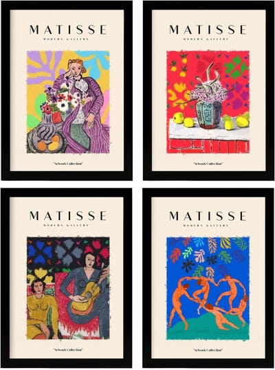 Set van 4 Kunstposters in Matisse Stijl Kleurrijke Galerie Illustraties