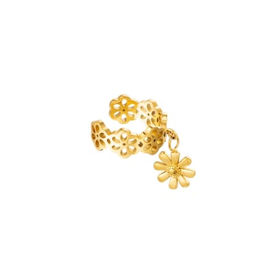 Yehwang - Earcuff _ Kleine Bloemetjes - Stainless Steel - Goudkleurig - Bloem Bedeltje