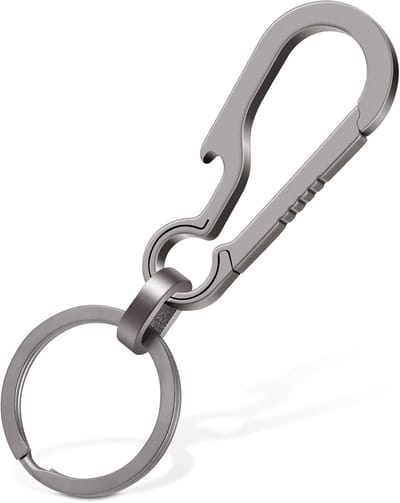 Thijox - Titanium Sleutelhanger Karabijnhaak Met Flesopener - Multifunctionele Heavy Duty EDC Clip Voor Mannen en Vrouwen - Roestvrij, Lichtgewicht, I