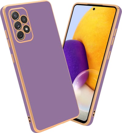 Cadorabo Hoesje geschikt voor Samsung Galaxy A72 4G / 5G in Glossy Paars - Goud - Beschermhoes Case Cover van flexibel TPU-silicone en met camerabescherming