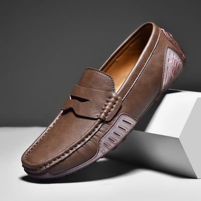 Heren Schoenen Echt Leer Schoenen Lente/Zomer Ademende Casual Leer Schoenen Instappers Rijden Trendy Schoenen 44 gray