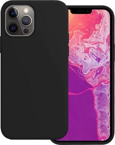LuxeBass Siliconen hoesje geschikt voor Apple iPhone 14 Pro - Zwart - telefoonhoes - gsm hoes - telefoonhoesje