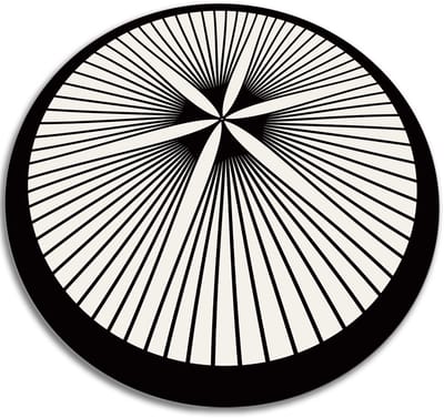 Tulup Vinyl Tapijt - Floristische lijnen Vinylmat - 50 cm - Zwart PVC Floor Mat - Ronde PVC Vloer Mat - Kantoortapijt - Haltapijt