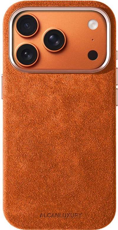 Alcanluxury Alcantara telefoonhoesje geschikt voor Apple iPhone 17 Pro - Orange