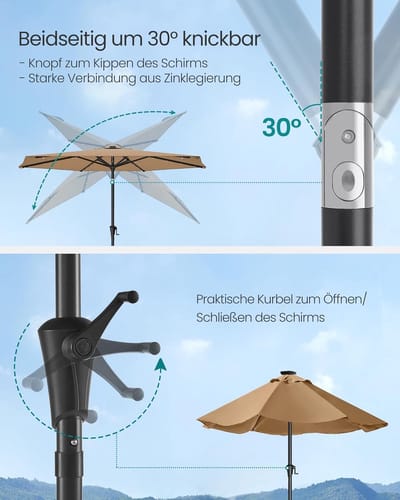 Tuinparasol 205x205 cm – Bellavero Hawaii Stijl Strandparasol met Kantelfunctie – UV Bescherming – Lichtgewicht Marktschirm voor Tuin, Balkon, Terras & Strand – Natuurlijk Design – Bellavero