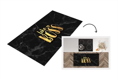 Keukenloper - Loper keuken - Quote - Boss - Goud - Marmer - 120x60 cm - Keukenloper vinyl