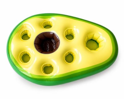 Opblaasbare drankhouder voor zwembad - drijvende ijsbak met bekerhouders - avocado ontwerp - 73 x 53 x 15 cm