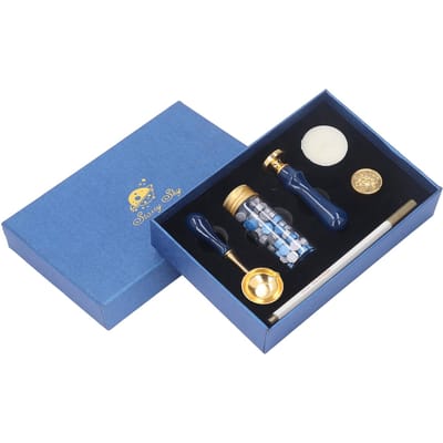 Kit de Cachet à Cacheter à la Cire Motif Exquis Rêveur DIY Remplacement Kit de Cachet à Cacheter pour Lettres avec Pastilles de Cire et Boîte Cadeau black