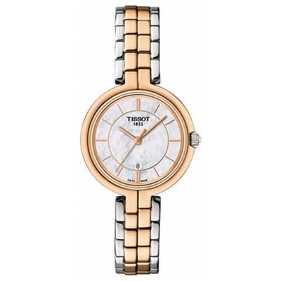 Tissot Flamingo Serie Quartz Uurwerk 50M Waterbestendig Horloge 26mm Wit Wijzerplaat Roestvrijstalen Kast Roestvrijstalen Armband T094.210.22.111.00 Regular Watch Box,White Dial beige