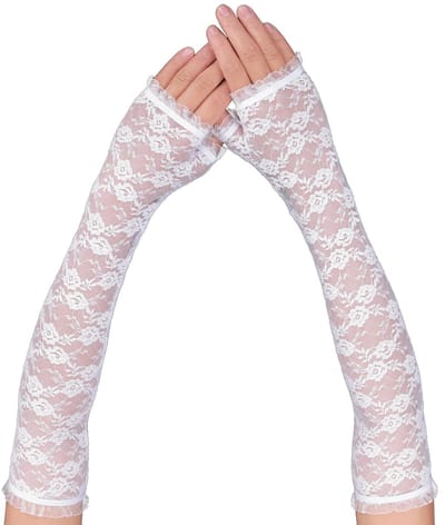 Dailygoods- Handschoenen Vingerloos Bloemenkant - Dameshandschoenen - Ellebooghandschoenen - Formele Gelegenheid - Elegant Design - Luxe Kanten Materiaal - Vingerloze Handschoenen