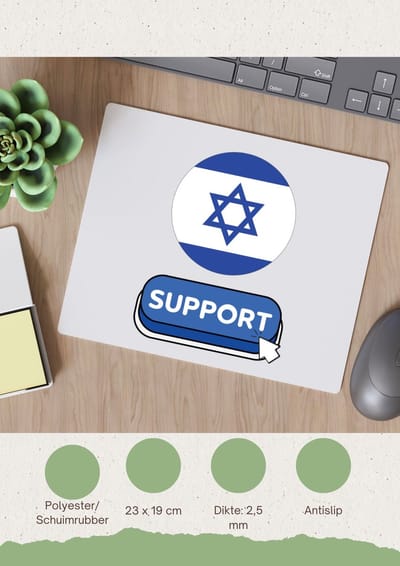 Akyol - support israël Muismat - Israël - mensen die liefde willen geven aan israel - degene die van israël houden - supporten - oorlog - verjaardagscadeautje - gift - geschenk - kado - 23 bij 19 cm
