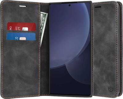 Hoesje geschikt voor Samsung Galaxy S25 Ultra - Techsuit Confy Book Wallet Case - Zwart