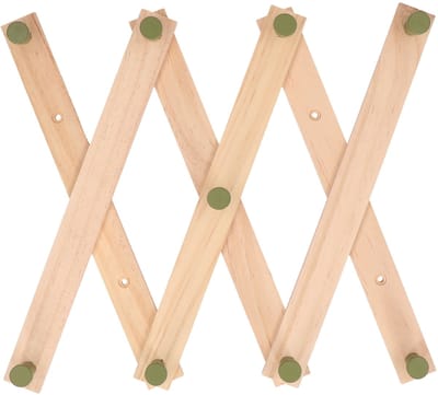 Home & Styling Kinderkamer kapstok - verstelbaar - 9 groene haakjes - hout - 60 x 12 cm