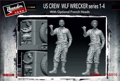 Thunder Model Modelbouwpakket Militaire voertuigen - F35010 US Crew WLF Wrecker Series 1-4 - Optionele Franse Hoofden - 2 Figuren Plastic - 1:35 - Modelbouw