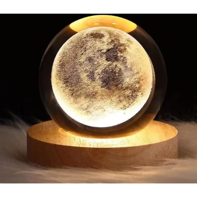 3D Saturnus Kristallen Bol Lasergegraveerde Glazen Bol Globe Melkweg Astronomie met Houten Basis Planeten Bol voor Verjaardag Kerst