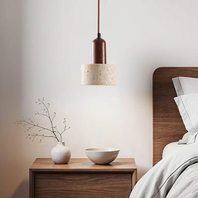LumenXL - Luxe hanglamp Muro - travertin (natuursteen) - hout