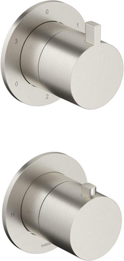 Hotbath Ace AC039EXT afbouwdeel inbouwthermostaat met 3-weg stop-omstel geborsteld nikkel