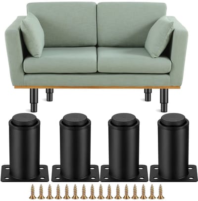 Dailygoods - 4 Verstelbare Meubelpoten, Zwarte Metalen Poten, Hoogteverstelling 0-40 mm, Geschikt voor Keukenkastjes, Bedpoten, TV-Meubel Poten, Banken en Docentstoelen