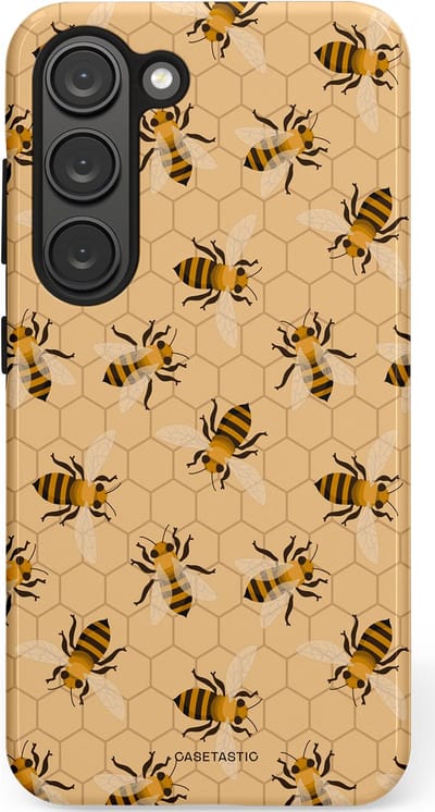 Casetastic Hoesje Geschikt voor Samsung S23 - Stijlvolle Beschermende Duo-layer Case - Zomer Bijen Look