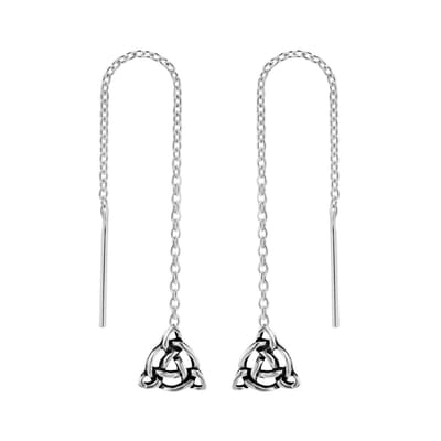 Zilveren oorbellen - chain - triquetra - 925 zilver - vrouwen