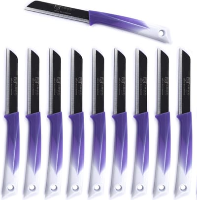 Solingen Kartelmes – Tomatenmes met Kartel – RVS – 19 cm met Blade Cover – Bi-Color Paars met Wit – 10 stuks