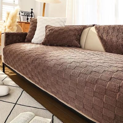 Effen kleur luxe pluche bankhanddoek Winter warm dik fluwelen bankhoezen L-vormige sectionele antislip hoezen voor de woonkamer 70x70cm 1pc