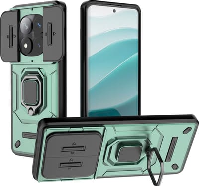 Coverup Hoesje - Geschikt voor Xiaomi Redmi Note 14 Pro 5G / Poco X7 Hoesje - Coverup Ring Kickstand Back Cover met Camera Shield - Groen