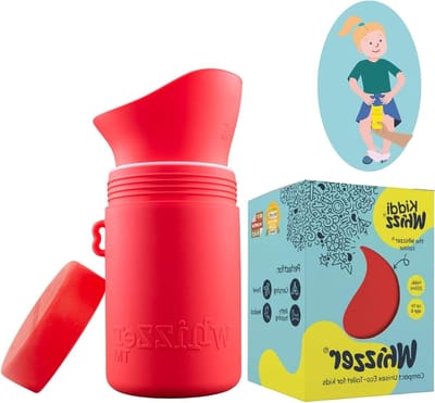 Draagbaar Toilet - Reistoilet Plasfles - Onderweg Gebruik - Lekvrij Siliconen Ontwerp - 250ml Capaciteit - Kinderen Rood