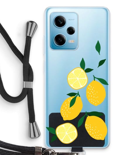 Case Company® - Hoesje met koord geschikt voor Xiaomi Redmi Note 12 Pro 5G hoesje met Koord - You're my lemon - Telefoonhoesje met Zwart Koord - Bescherming aan alle Kanten en Over de Schermrand