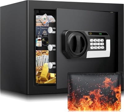 Thuys – Geldkistje Met Cijferslot – Vingerafdruk – Elektrische Kluis – Met Brandwerende Tas – 170 x 230 x 170mm