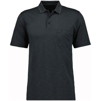 Ragman Polo Soft Knit Fine Stripe Easy Care Leisteen / male