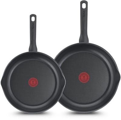 Tefal Day by Day Koekenpannenset - 24/28cm - Niet geschikt voor Inductie - Anti-aanbaklaag - Schenktuiten - Aluminium - Zwart