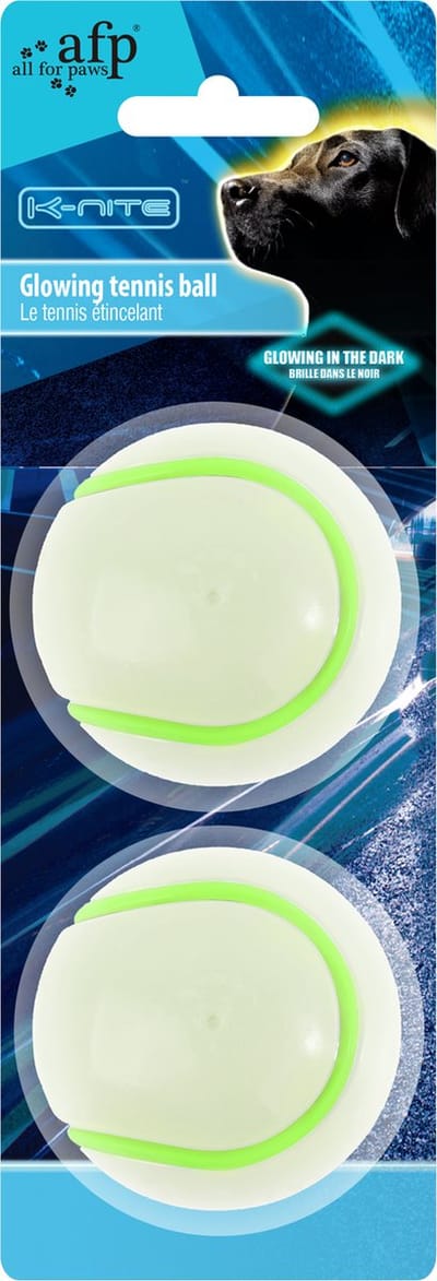 AFP K-NITE Glowing Tennisbal - Hondenspeelgoed - Hondenbal - 2 Stuks