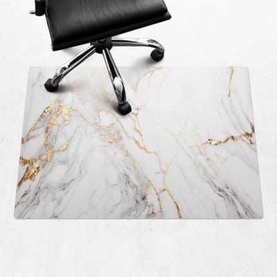 Wallfluent - Vloerbeschermer Marmeren Aderen - 100x70 cm - Wit Bureaustoel Vloerbeschermer - Rechthoekig - Vloerbeschermer Harde Vloer-Computer Stoel Mat-Werkplekdecoraties - Organisch marmerpatroon