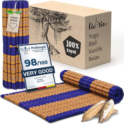 Comfortabel Rolmatras 200x110x4,5 cm - Handgemaakt Kapok Gastenbed voor Buiten en Binnen - Reisbed voor Kamperen