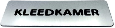 Deurbordje RVS-Look met tekst kleedkamer - Ronde letter - Formaat 150 mm x 50 mm x 1,6 mm - Zelfklevend | Geborstelde RVS-look toplaag | Gratis Verzending | Decoporta