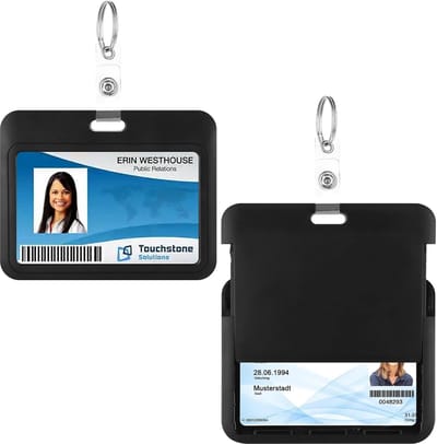 Badgehouder met Sleutelhanger - Kaarthouder Protector - Dagelijks Gebruik - Stevig ABS PVC Materiaal - 10x8 cm - Horizontaal