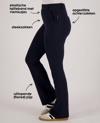Je m'appelle Travelstof At Work Broek Flared Met stretch - Blauw - Maat L