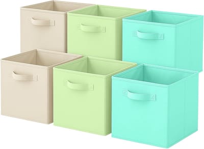 Famanu – Set van 6 opvouwbare stoffen opbergkubussen - multifunctionele opbergdozen voor kast - plank en - ruimtebesparend
