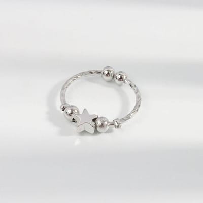 925 Sterling Zilver Ronde Kralen Ster Figet Spinner Ringen Voor Vrouwen Draaien Vrij Draaiende Anti Stress Accessoires Sieraden jz151 zilver