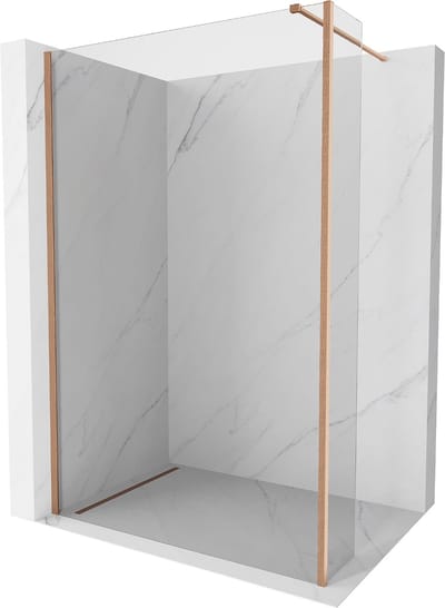 Mexen Kioto douchewand Walk-in 90 x 30 , transparant, geborsteld koper - 800-090-212-65-00-030