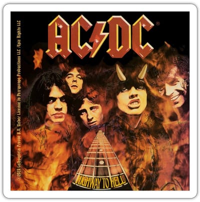 AC/DC Highway To Hell Met Logo En Band Sticker maat S (10 x 10 cm)