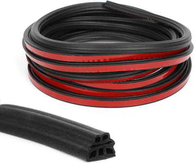 Allecto Plus - Zelfklevende rubberen tochtstrip voor deur en raam - 10 mm x 10 mm - waterdicht, geluidsisolerend, stofdicht - zwart - 16 meter