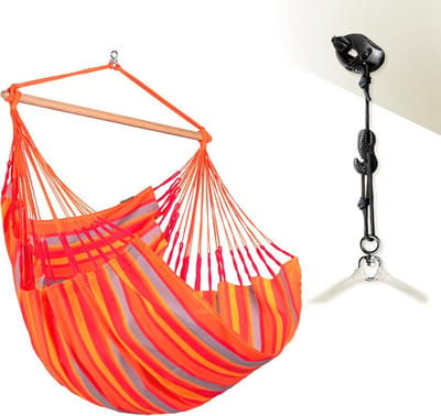 Comfortabele 360° Draaibare Hangstoel met Bevestigingsset - Weerbestendig & Bamboe