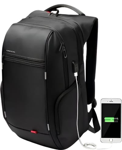 CarryQuest® - Kingsons Waterdichte Laptop Rugzak - USB Oplaadbaar + Anti-diefstal - 15.6-17.3 inch - Zwart